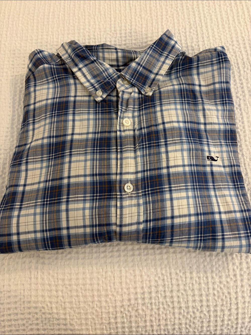 Vineyard Vines Blue and White Plaid Button-Down Shirt